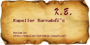 Kapeller Barnabás névjegykártya